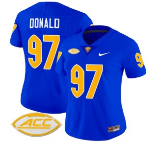 Women's Pittsburgh Panthers #97 Aaron Donald Royal 2025 Nike Vapor Limited Stitched Football Jersey
