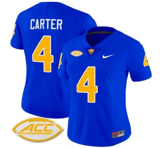 Women's Pittsburgh Panthers #4 Daniel Carter Royal 2025 Nike Vapor Limited Stitched Football Jersey