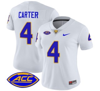 Women's Pittsburgh Panthers #4 Daniel Carter White 2025 Nike Vapor Limited Stitched Football Jersey
