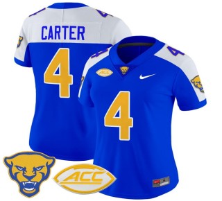 Women's Pittsburgh Panthers #4 Daniel Carter Royal Alternate 2025 Nike Vapor Limited Stitched Football Jersey