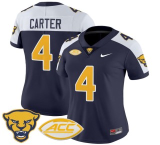 Women's Pittsburgh Panthers #4 Daniel Carter Navy Alternate 2025 Nike Vapor Limited Stitched Football Jersey