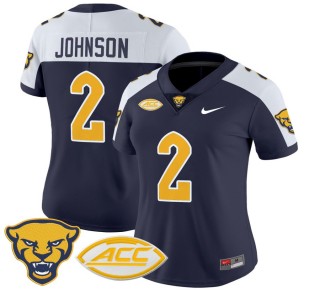 Women's Pittsburgh Panthers #2 Kenny Johnson Navy Alternate 2025 Nike Vapor Limited Stitched Football Jersey