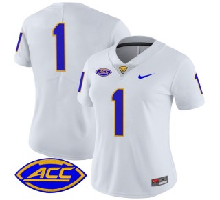 Women's Pittsburgh Panthers #1 White 2025 Nike Vapor Limited Stitched Football Jersey