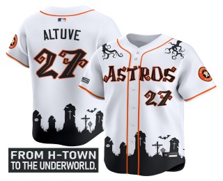Men's Houston Astros #27 Jose Altuve White 2025 'Halloween Shadows Edition' Vapor Premier Limited Stitched MLB Jersey