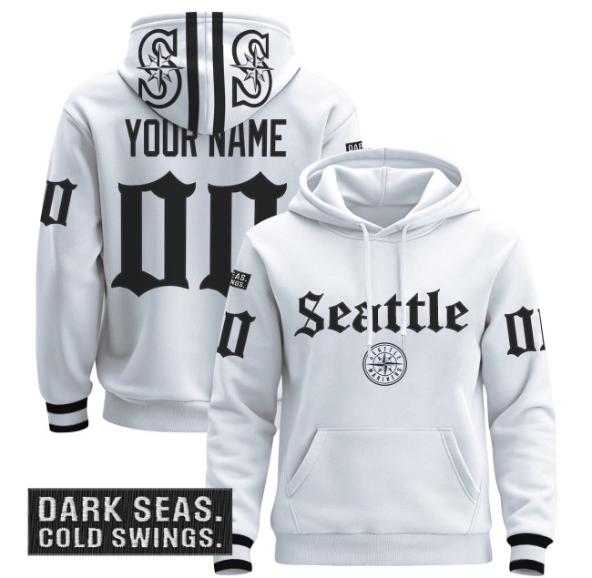 Seattle Mariners Custom White 2025 'Deep Sea Gothic Edition' Premium Pullover Hoodie - All Stitched