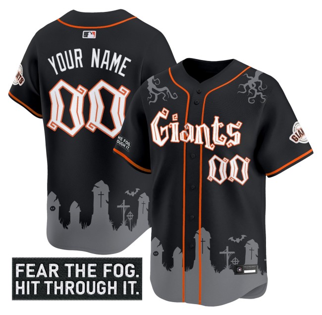 San Francisco Giants Custom 'Halloween Fog Edition' Limited MLB Jersey Black - All Stitched
