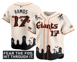 Men's San Francisco Giants #17 Heliot Ramos Cream 2025 'Halloween Fog Edition' Vapor Premier Limited Stitched MLB Jersey