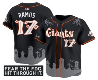Men's San Francisco Giants #17 Heliot Ramos Black 2025 'Halloween Fog Edition' Vapor Premier Limited Stitched MLB Jersey
