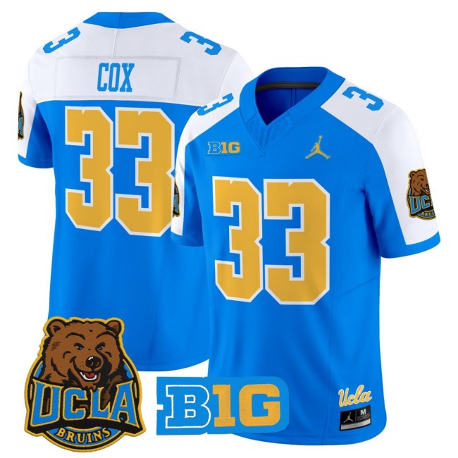 Men's UCLA Bruins #33 Karson Cox Blue White FUSE Vapor Limited Stitched Football Jersey
