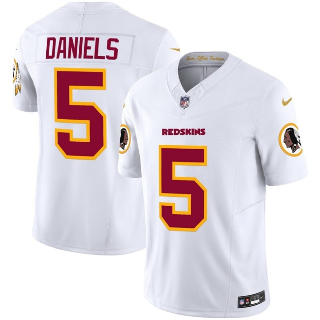 Men's Washington Redskins #5 Jayden Daniels White FUSE Nike Vapor Limited Stitched NFL Jersey