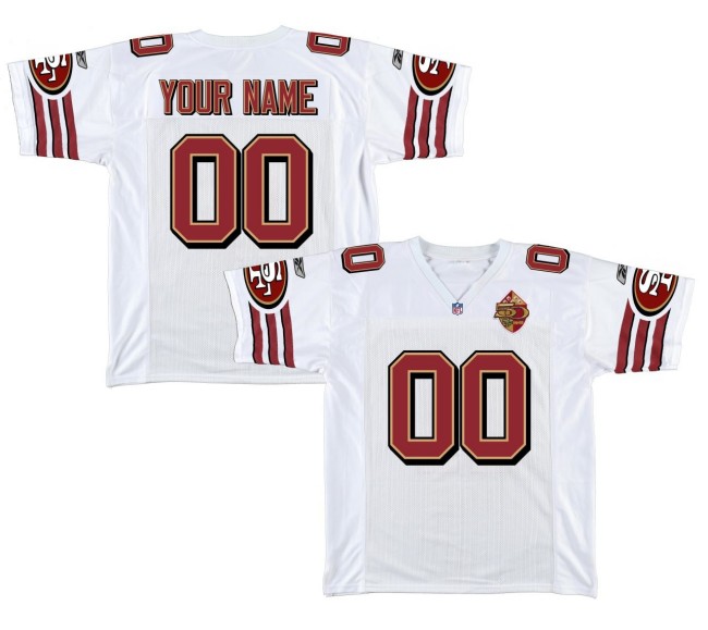San Francisco 49ers Custom White Reebok Stitched NFL Throwback Jersey