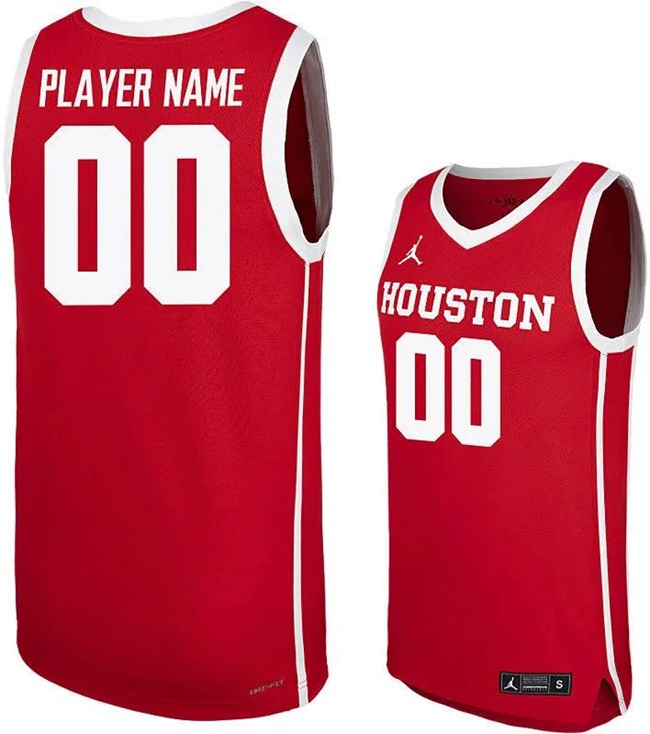 Houston Cougars Custom Red Stitched Basketball Jersey