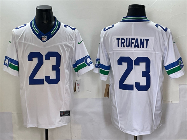 Men's Seattle Seahawks #23 Marcus Trufant White F.U.S.E Throwback Vapor Limited Stitched Football Jersey