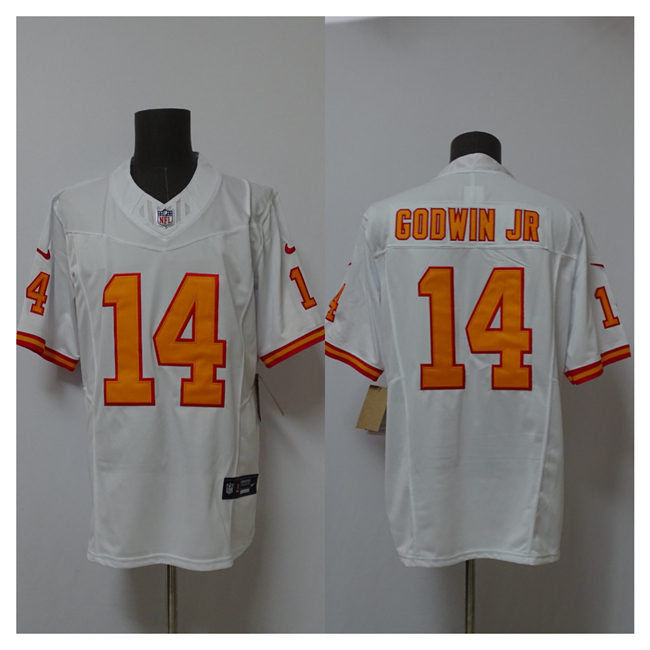 Men's Tampa Bay Buccaneers #14 Chris Godwin Jr. White 2025 F.U.S.E. Vapor Limited Stitched Jersey