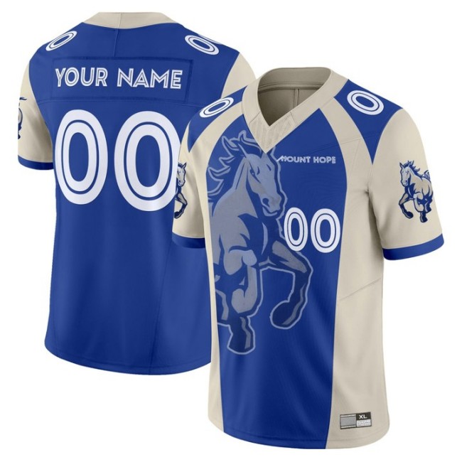 Mount Hope High School Mustangs Football Blue 2025 Limited Stitched Custom Jersey