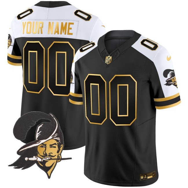 Buccaneers Throwback Black White Gold FUSE Vapor Limited Custom Jersey - All Stitched