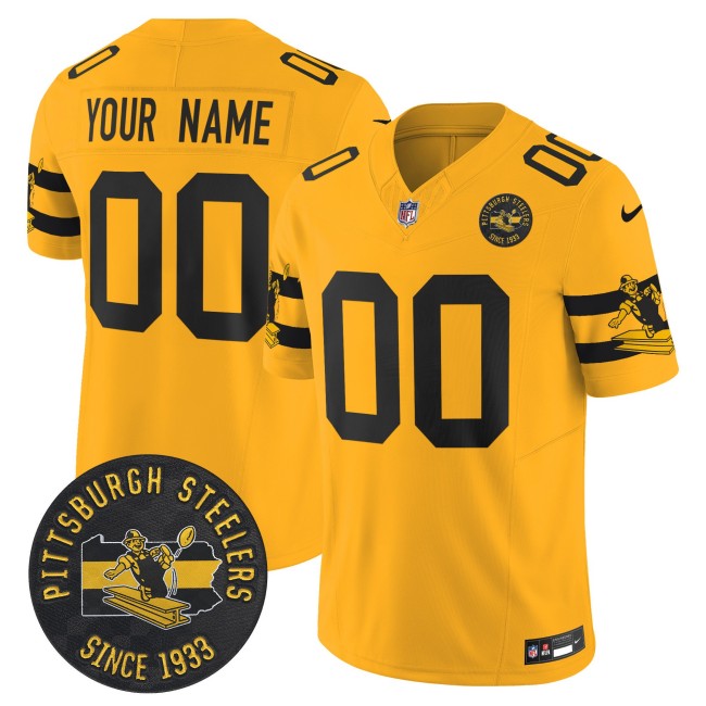 All Gender Pittsburgh Steelers Custom Gold FUSE Throwback 1933 Patch Vapor Limited Stitched NFL Jersey