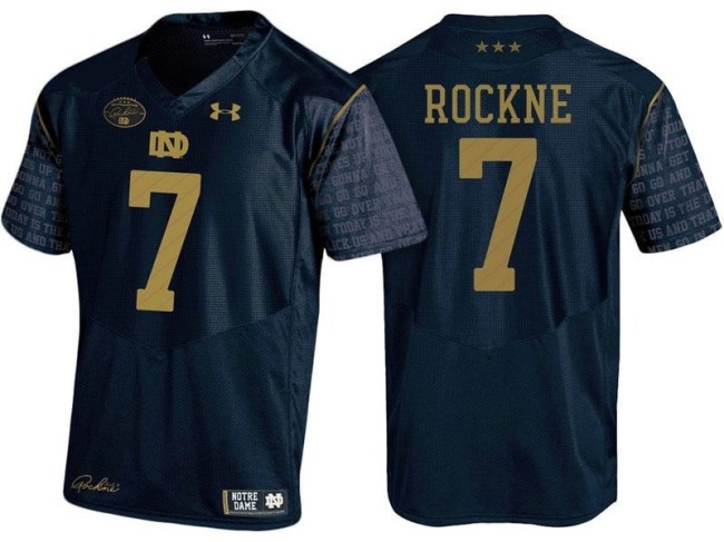Men's Notre Dame Fighting Irish #7 Knute Rockne Navy Stitched Football Jersey