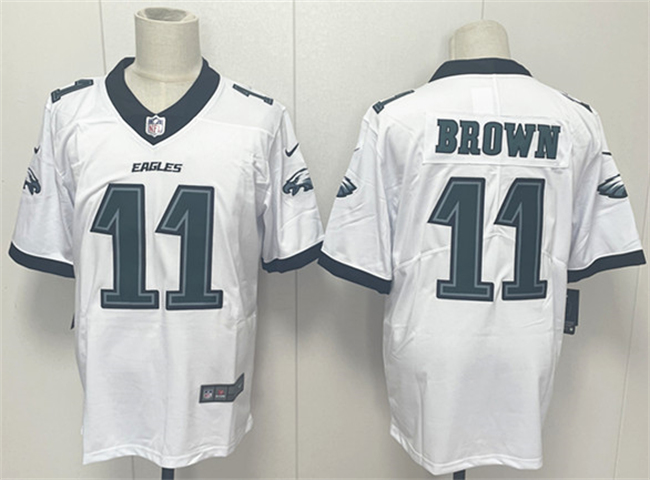 Men's Philadelphia Eagles #11 A.J. Brown White 2024 New Vapor Untouchable Limited Stitched Football Jersey