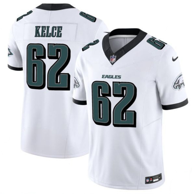Men's Philadelphia Eagles #62 Jason Kelce White 2024 F.U.S.E. Vapor Untouchable Limited Throwback Stitched Football Jersey