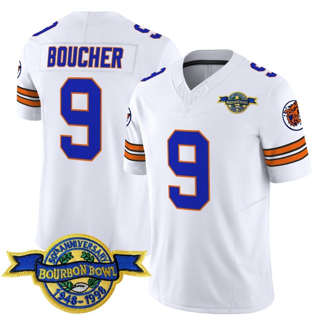 Men's The Waterboy #9 'Bobby Boucher' White FUSE Vapor Limited Stitched Football Jersey - With Bourbon Bowl 50th Anniversary 1948-1998 Patch
