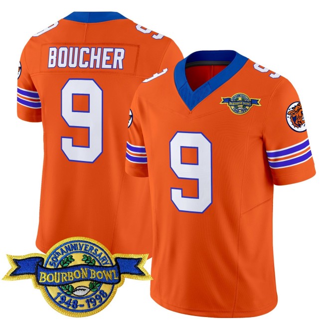 Men's The Waterboy #9 'Bobby Boucher' Orange FUSE Vapor Limited Stitched Football Jersey - With Bourbon Bowl 50th Anniversary 1948-1998 Patch