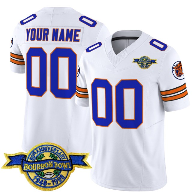 The Waterboy 'Bobby Boucher' Custom White FUSE Vapor Limited Stitched Football Jersey - With Bourbon Bowl 50th Anniversary 1948-1998 Patch