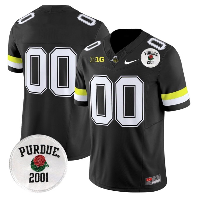Purdue Boilermakers Custom Black With 2001 Rose Bowl Patch Nike FUSE Vapor Limited Stitched Fooball Jersey