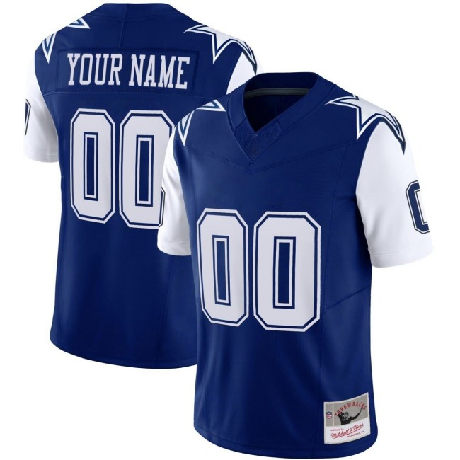 Dallas Cowboys Custom Navy White NFL Throwbacks Mitchell & Ness Stitched FUSE Limited Football Jersey