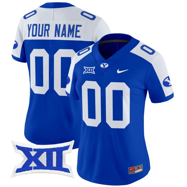 Women's BYU Cougars Custom Royal White 2025 Nike Vapor Limited Stitched Football Jersey