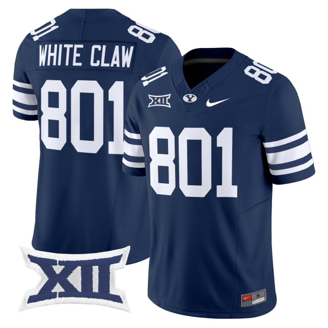 Men's BYU Cougars 801 White Claw Navy 2025 Nike F.U.S.E. Vapor Limited Stitched Football Jersey