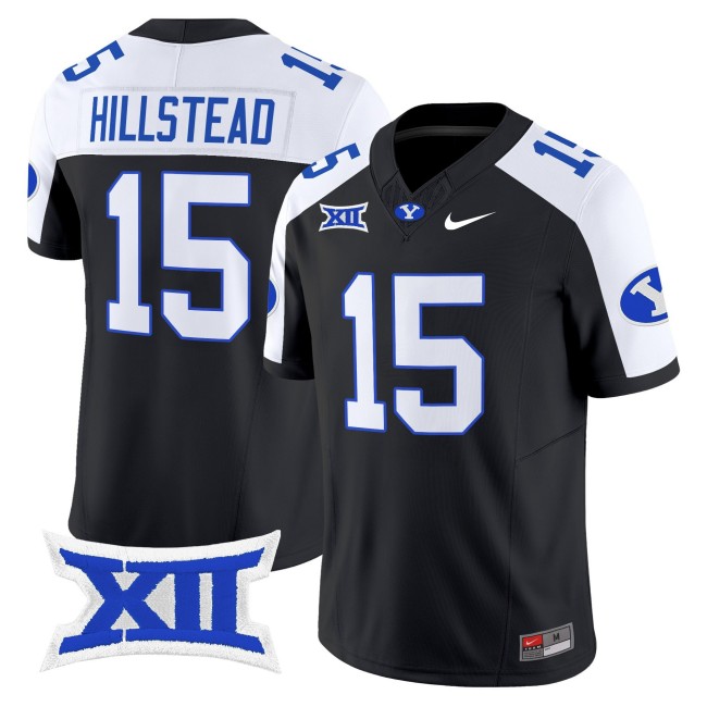 Men's BYU Cougars #15 McCae Hillstead Black White 2025 Nike F.U.S.E. Vapor Limited Stitched Football Jersey