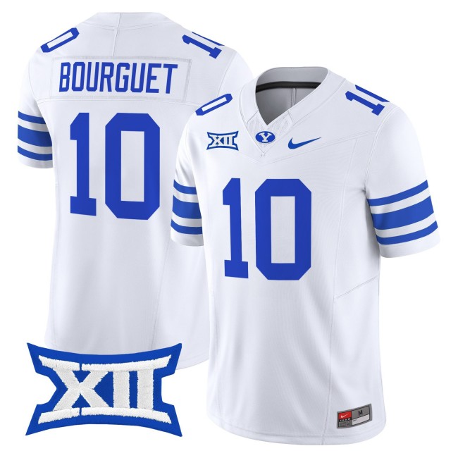 Men's BYU Cougars #10 Treyson Bourguet White 2025 Nike F.U.S.E. Vapor Limited Stitched Football Jersey