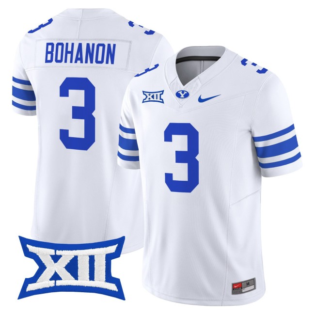 Men's BYU Cougars #3 Gerry Bohanon White 2025 Nike F.U.S.E. Vapor Limited Stitched Football Jersey