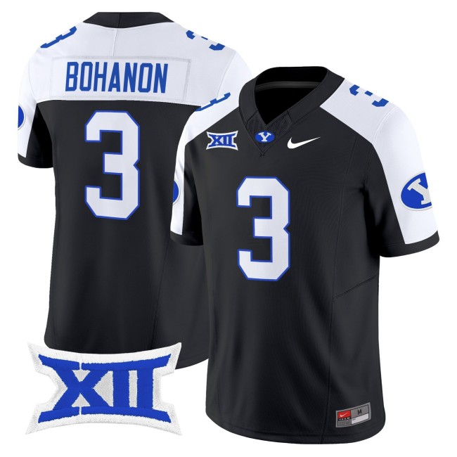 Men's BYU Cougars #3 Gerry Bohanon Black White 2025 Nike F.U.S.E. Vapor Limited Stitched Football Jersey