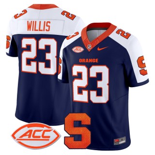 Men's Syracuse Orange #23 Yasin Willis 2025 Nike F.U.S.E. Limited Stitched Football Jersey - Navy Alternate