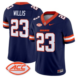 Men's Syracuse Orange #23 Yasin Willis 2025 Nike F.U.S.E. Limited Stitched Football Jersey - Navy