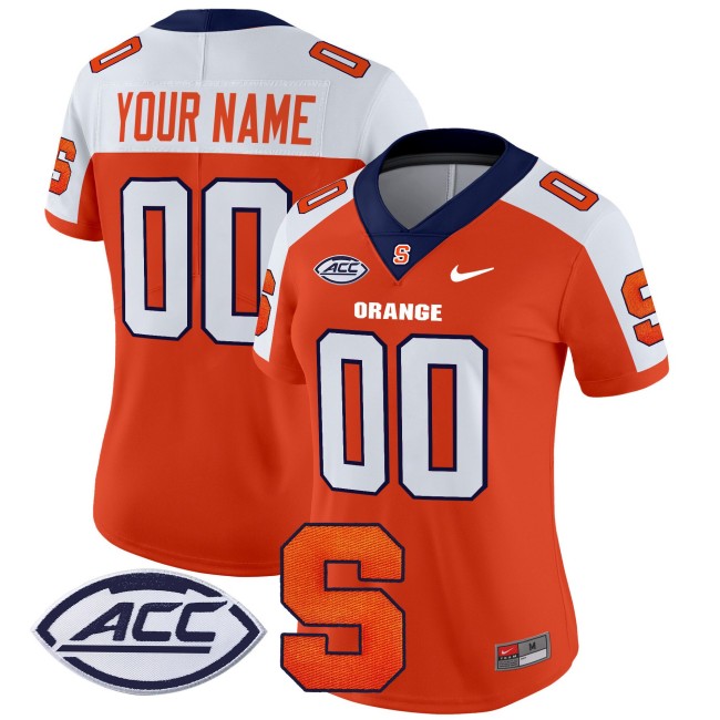 Women's Syracuse Orange Custom 2025 Nike Vapor Limited Stitched Football Jersey - Orange White