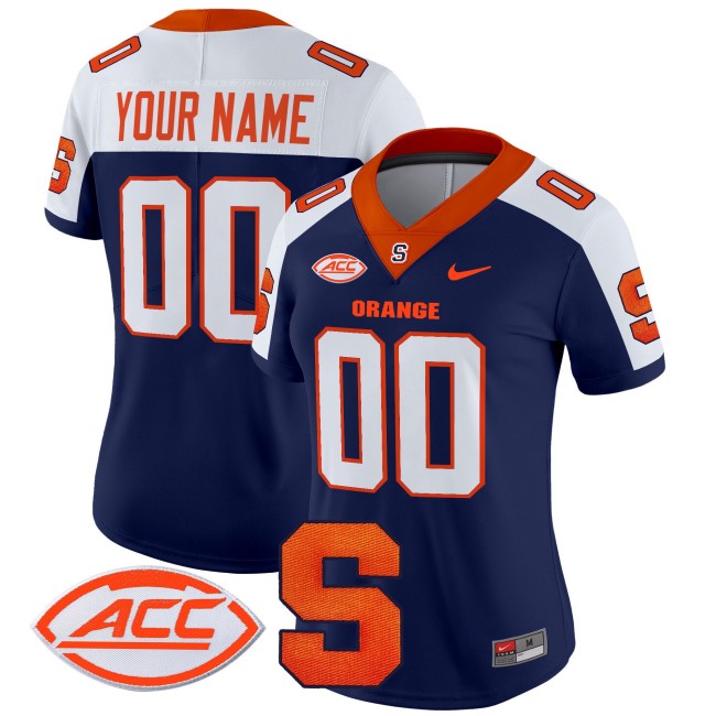 Women's Syracuse Orange Custom 2025 Nike Vapor Limited Stitched Football Jersey - Navy White