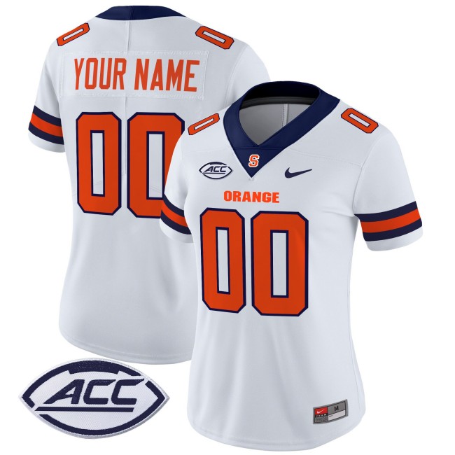 Women's Syracuse Orange Custom 2025 Nike Vapor Limited Stitched Football Jersey - White