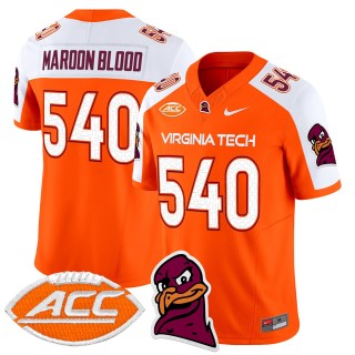 Men's Virginia Tech Hokies 540 Maroon Blood Orange Alternate 2025 Nike F.U.S.E. Vapor Limited Stitched College Football Jersey