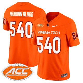 Men's Virginia Tech Hokies 540 Maroon Blood Orange 2025 Nike F.U.S.E. Vapor Limited Stitched College Football Jersey