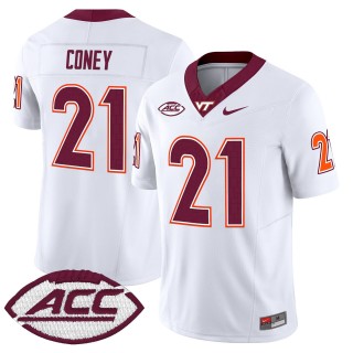 Men's Virginia Tech Hokies #21 Jeremiah Coney White 2025 Nike F.U.S.E. Vapor Limited Stitched College Football Jersey