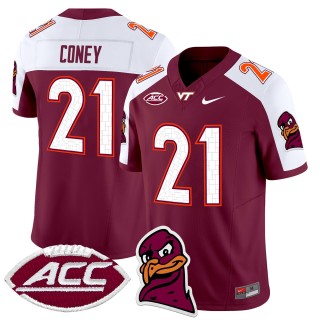 Men's Virginia Tech Hokies #21 Jeremiah Coney Maroon Alternate 2025 Nike F.U.S.E. Vapor Limited Stitched College Football Jersey