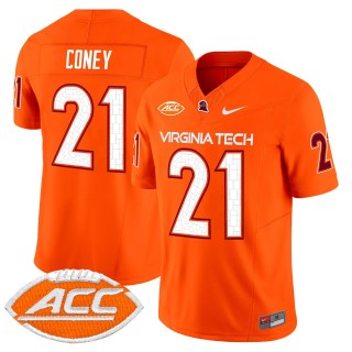 Men's Virginia Tech Hokies #21 Jeremiah Coney Orange 2025 Nike F.U.S.E. Vapor Limited Stitched College Football Jersey