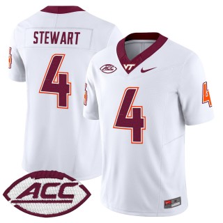 Men's Virginia Tech Hokies #4 Terion Stewart White 2025 Nike F.U.S.E. Vapor Limited Stitched College Football Jersey