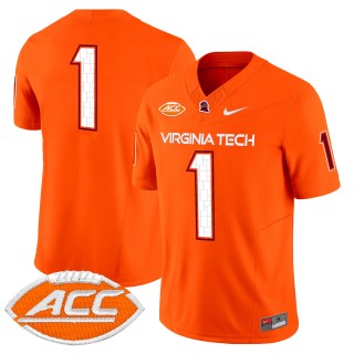 Men's Virginia Tech Hokies #1 Orange 2025 Nike F.U.S.E. Vapor Limited Stitched College Football Jersey