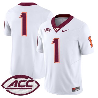 Men's Virginia Tech Hokies #1 White 2025 Nike F.U.S.E. Vapor Limited Stitched College Football Jersey