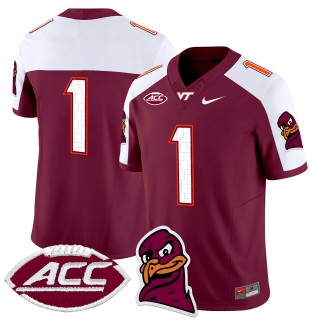 Men's Virginia Tech Hokies #1 Maroon Alternate 2025 Nike F.U.S.E. Vapor Limited Stitched College Football Jersey