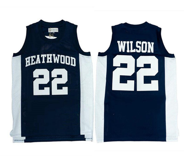 Men's Heathwood High School #22 A'ja Wilson Navy Stitched Basketball Jersey